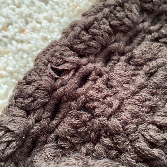 Three Bird Nest Brown Crochet Scarf - Picture 6 of 8
